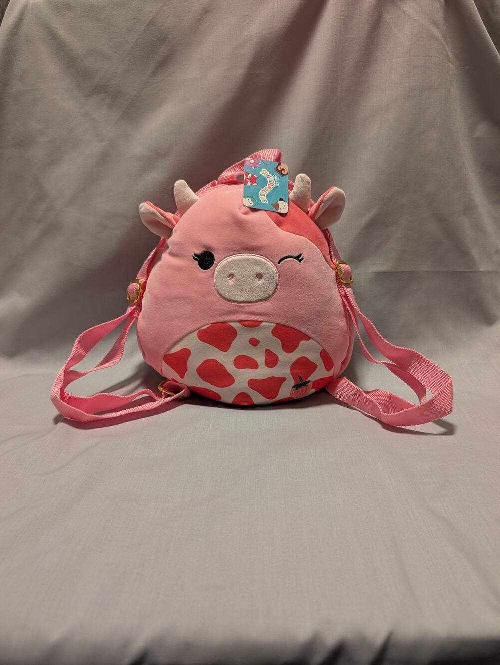 NEW Squishmallow Calynda The Strawberry Milk Cow Kids Backpack